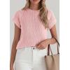 imagePRETTYGARDEN Womens 2026 Spring Fashion Sweater Vest Business Casual Crochet Tops Cap Sleeve Knit Shirt Beach Summer OutfitsPink