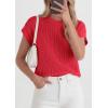 imagePRETTYGARDEN Womens 2026 Spring Fashion Sweater Vest Business Casual Crochet Tops Cap Sleeve Knit Shirt Beach Summer OutfitsRed
