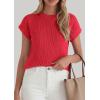 imagePRETTYGARDEN Womens 2026 Spring Fashion Sweater Vest Business Casual Crochet Tops Cap Sleeve Knit Shirt Beach Summer OutfitsRed