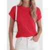 imagePRETTYGARDEN Womens 2026 Spring Fashion Sweater Vest Business Casual Crochet Tops Cap Sleeve Knit Shirt Beach Summer OutfitsRed