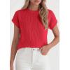 imagePRETTYGARDEN Womens 2026 Spring Fashion Sweater Vest Business Casual Crochet Tops Cap Sleeve Knit Shirt Beach Summer OutfitsRed