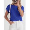 imagePRETTYGARDEN Womens 2026 Spring Fashion Sweater Vest Business Casual Crochet Tops Cap Sleeve Knit Shirt Beach Summer OutfitsRoyal Blue
