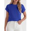 imagePRETTYGARDEN Womens 2026 Spring Fashion Sweater Vest Business Casual Crochet Tops Cap Sleeve Knit Shirt Beach Summer OutfitsRoyal Blue