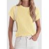 imagePRETTYGARDEN Womens 2026 Spring Fashion Sweater Vest Business Casual Crochet Tops Cap Sleeve Knit Shirt Beach Summer OutfitsYellow
