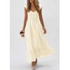 imagePRETTYGARDEN Womens 2026 Summer Casual Maxi Dresses Cap Sleeve V Neck Smocked Long Pockets Party Sundress Vacation OutfitsBeige