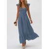 imagePRETTYGARDEN Womens 2026 Summer Casual Maxi Dresses Cap Sleeve V Neck Smocked Long Pockets Party Sundress Vacation OutfitsDusty Blue