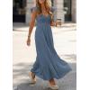 imagePRETTYGARDEN Womens 2026 Summer Casual Maxi Dresses Cap Sleeve V Neck Smocked Long Pockets Party Sundress Vacation OutfitsDusty Blue