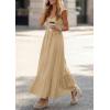 imagePRETTYGARDEN Womens 2026 Summer Casual Maxi Dresses Cap Sleeve V Neck Smocked Long Pockets Party Sundress Vacation OutfitsKhaki