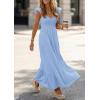 imagePRETTYGARDEN Womens 2026 Summer Casual Maxi Dresses Cap Sleeve V Neck Smocked Long Pockets Party Sundress Vacation OutfitsLight Blue