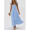 imagePRETTYGARDEN Womens 2026 Summer Casual Maxi Dresses Cap Sleeve V Neck Smocked Long Pockets Party Sundress Vacation OutfitsLight Blue