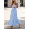 imagePRETTYGARDEN Womens 2026 Summer Casual Maxi Dresses Cap Sleeve V Neck Smocked Long Pockets Party Sundress Vacation OutfitsLight Blue