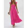 imagePRETTYGARDEN Womens 2026 Summer Casual Maxi Dresses Cap Sleeve V Neck Smocked Long Pockets Party Sundress Vacation OutfitsRose Red