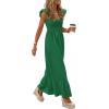 imagePRETTYGARDEN Womens 2026 Summer Casual Maxi Dresses Cap Sleeve V Neck Smocked Long Pockets Party Sundress Vacation OutfitsTeal