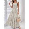 imagePRETTYGARDEN Womens 2026 Summer Casual Maxi Dresses Striped Square Neck Sleeveless Boho Flowy Sundress Beach Vacation ClothesBrown
