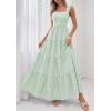 imagePRETTYGARDEN Womens 2026 Summer Casual Maxi Dresses Striped Square Neck Sleeveless Boho Flowy Sundress Beach Vacation ClothesGreen