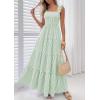 imagePRETTYGARDEN Womens 2026 Summer Casual Maxi Dresses Striped Square Neck Sleeveless Boho Flowy Sundress Beach Vacation ClothesGreen