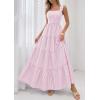 imagePRETTYGARDEN Womens 2026 Summer Casual Maxi Dresses Striped Square Neck Sleeveless Boho Flowy Sundress Beach Vacation ClothesPink