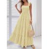 imagePRETTYGARDEN Womens 2026 Summer Casual Maxi Dresses Striped Square Neck Sleeveless Boho Flowy Sundress Beach Vacation ClothesYellow
