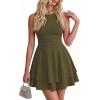 imagePRETTYGARDEN Womens 2026 Summer Mini Dress Sleeveless Ruched A Line Ruffle Flowy Short Cute Dresses Party Date Night OutfitsArmy Green