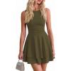 imagePRETTYGARDEN Womens 2026 Summer Mini Dress Sleeveless Ruched A Line Ruffle Flowy Short Cute Dresses Party Date Night OutfitsArmy Green