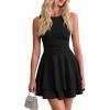 imagePRETTYGARDEN Womens 2026 Summer Mini Dress Sleeveless Ruched A Line Ruffle Flowy Short Cute Dresses Party Date Night OutfitsBlack