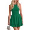 imagePRETTYGARDEN Womens 2026 Summer Mini Dress Sleeveless Ruched A Line Ruffle Flowy Short Cute Dresses Party Date Night OutfitsGreen