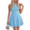 imagePRETTYGARDEN Womens 2026 Summer Mini Dress Sleeveless Ruched A Line Ruffle Flowy Short Cute Dresses Party Date Night OutfitsLight Blue