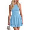 imagePRETTYGARDEN Womens 2026 Summer Mini Dress Sleeveless Ruched A Line Ruffle Flowy Short Cute Dresses Party Date Night OutfitsLight Blue