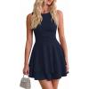 imagePRETTYGARDEN Womens 2026 Summer Mini Dress Sleeveless Ruched A Line Ruffle Flowy Short Cute Dresses Party Date Night OutfitsNavy Blue