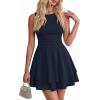 imagePRETTYGARDEN Womens 2026 Summer Mini Dress Sleeveless Ruched A Line Ruffle Flowy Short Cute Dresses Party Date Night OutfitsNavy Blue