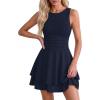 imagePRETTYGARDEN Womens 2026 Summer Mini Dress Sleeveless Ruched A Line Ruffle Flowy Short Cute Dresses Party Date Night OutfitsNavy Blue