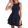 imagePRETTYGARDEN Womens 2026 Summer Mini Dress Sleeveless Ruched A Line Ruffle Flowy Short Cute Dresses Party Date Night OutfitsNavy Blue