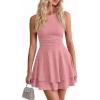 imagePRETTYGARDEN Womens 2026 Summer Mini Dress Sleeveless Ruched A Line Ruffle Flowy Short Cute Dresses Party Date Night OutfitsPink