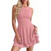 imagePRETTYGARDEN Womens 2026 Summer Mini Dress Sleeveless Ruched A Line Ruffle Flowy Short Cute Dresses Party Date Night OutfitsPink