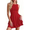 imagePRETTYGARDEN Womens 2026 Summer Mini Dress Sleeveless Ruched A Line Ruffle Flowy Short Cute Dresses Party Date Night OutfitsRed