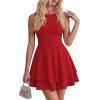 imagePRETTYGARDEN Womens 2026 Summer Mini Dress Sleeveless Ruched A Line Ruffle Flowy Short Cute Dresses Party Date Night OutfitsRed