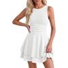 imagePRETTYGARDEN Womens 2026 Summer Mini Dress Sleeveless Ruched A Line Ruffle Flowy Short Cute Dresses Party Date Night OutfitsWhite