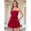 imagePRETTYGARDEN Womens 2026 Summer Rompers Dressy Casual Strapless Shorts One Piece Jumpsuits Date Night Beach Vacation OutfitsRed