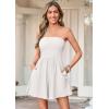 imagePRETTYGARDEN Womens 2026 Summer Rompers Dressy Casual Strapless Shorts One Piece Jumpsuits Date Night Beach Vacation OutfitsWhite
