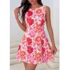 imagePRETTYGARDEN Womens 2026 Summer Short Dress Floral Sleeveless Boat Neck A Line Formal Cocktail Party Mini DressesFloral Dark Red
