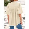 imagePRETTYGARDEN Womens 2026 Summer Short Lantern Sleeve Tops Loose Fit Button Down Shirt Pleated V Neck Blouses Trendy ClothesApricot