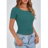 imagePRETTYGARDEN Womens 2026 Summer Short Sleeve Tops Ribbed Henley Button Slim Fit Basic Casual T Shirts Blouse Fashion ClothingLake Blue