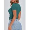 imagePRETTYGARDEN Womens 2026 Summer Short Sleeve Tops Ribbed Henley Button Slim Fit Basic Casual T Shirts Blouse Fashion ClothingLake Blue