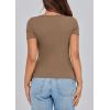 imagePRETTYGARDEN Womens 2026 Summer Short Sleeve Tops Ribbed Henley Button Slim Fit Basic Casual T Shirts Blouse Fashion ClothingLight Brown