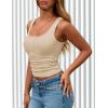 imagePRETTYGARDEN Womens 2026 Summer Tank Tops Ribbed Knit Slim Fit Sleeveless Henley Shirts Casual Basic Button Up BlouseApricot