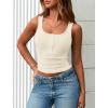 imagePRETTYGARDEN Womens 2026 Summer Tank Tops Ribbed Knit Slim Fit Sleeveless Henley Shirts Casual Basic Button Up BlouseBeige