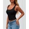 imagePRETTYGARDEN Womens 2026 Summer Tank Tops Ribbed Knit Slim Fit Sleeveless Henley Shirts Casual Basic Button Up BlouseBlack