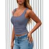 imagePRETTYGARDEN Womens 2026 Summer Tank Tops Ribbed Knit Slim Fit Sleeveless Henley Shirts Casual Basic Button Up BlouseBlue Grey