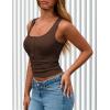 imagePRETTYGARDEN Womens 2026 Summer Tank Tops Ribbed Knit Slim Fit Sleeveless Henley Shirts Casual Basic Button Up BlouseCoffee