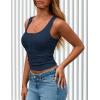 imagePRETTYGARDEN Womens 2026 Summer Tank Tops Ribbed Knit Slim Fit Sleeveless Henley Shirts Casual Basic Button Up BlouseDark Blue